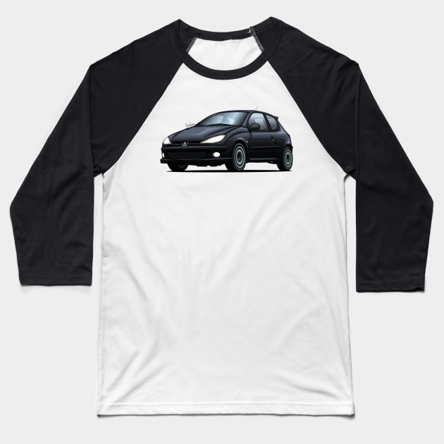 206 RC - Black Baseball T-Shirt by Mario Ramos Rally Art